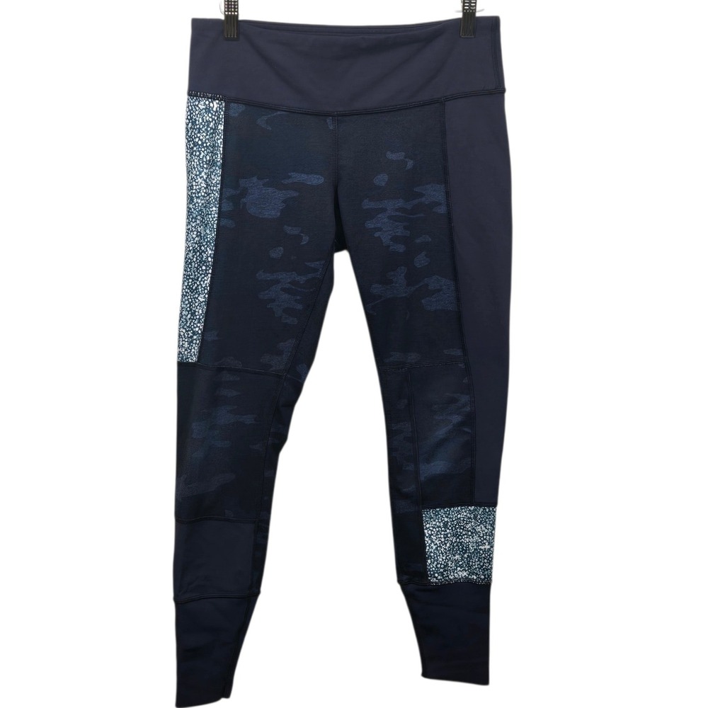 Lululemon Wunder Under High Rise Camo Print Leggings Pants Size‎ 8 Navy Blue